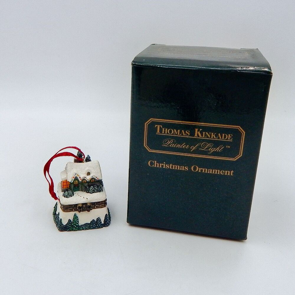 Thomas Kinkade Silent Night Christmas Cottage III Hinge Box Ornament Trinket